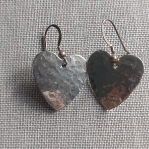 Hammered silver heart earrings